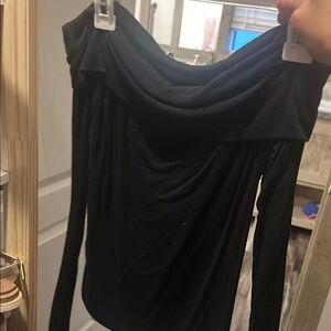 SHEIN Black Off-Shoulder Long Sleeve Top